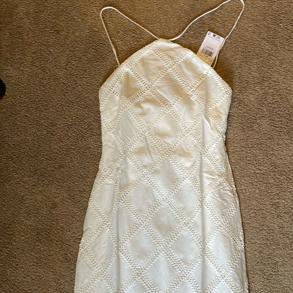 Mango tie at neck white dress extra small